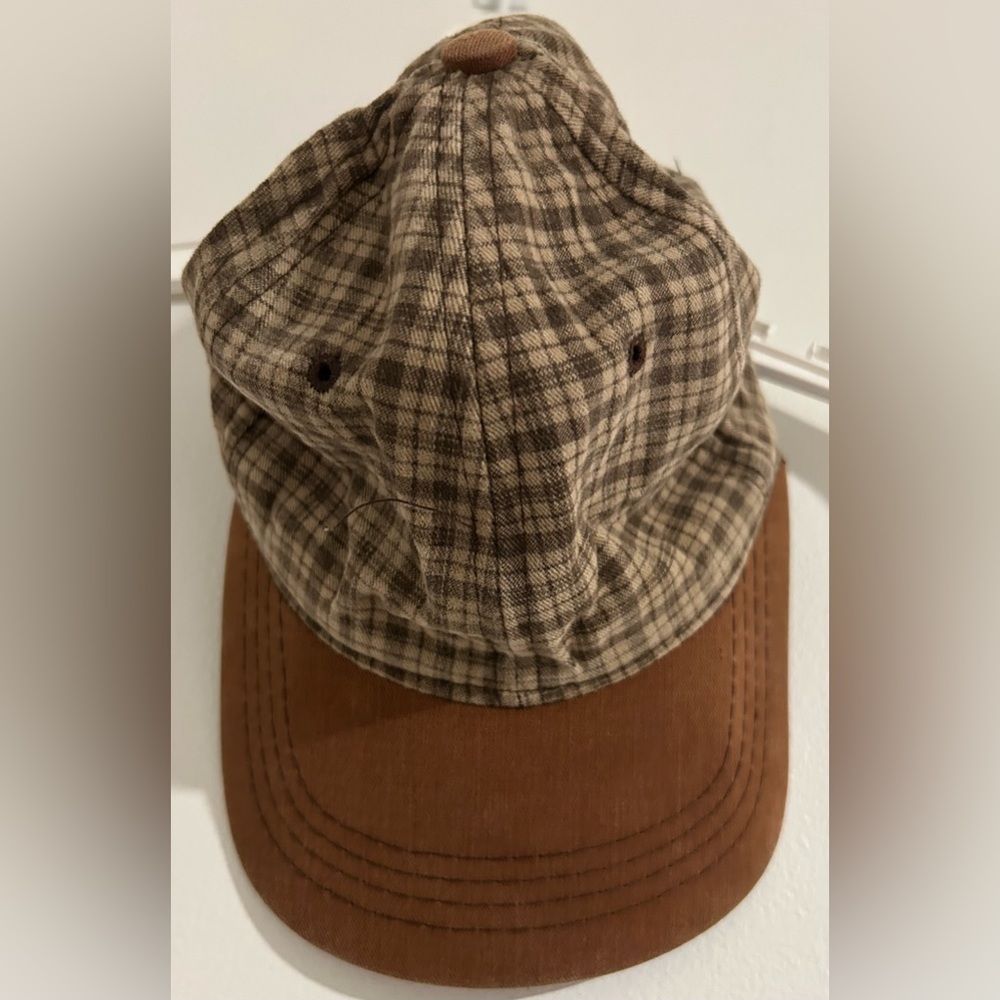 Brown Plaid Casual Hat with Suede Bill